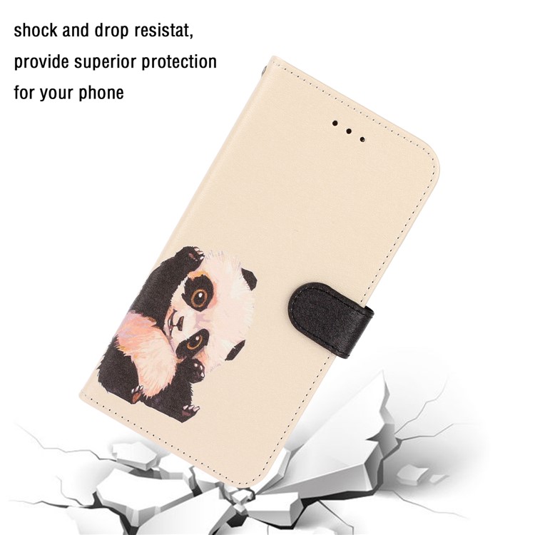 Patrón De Textura De Seda Impresión Soporte De La Carpeta Cubierta De Cuero Para El Iphone X / XS 5.8 Pulgadas - Albaricoque-7