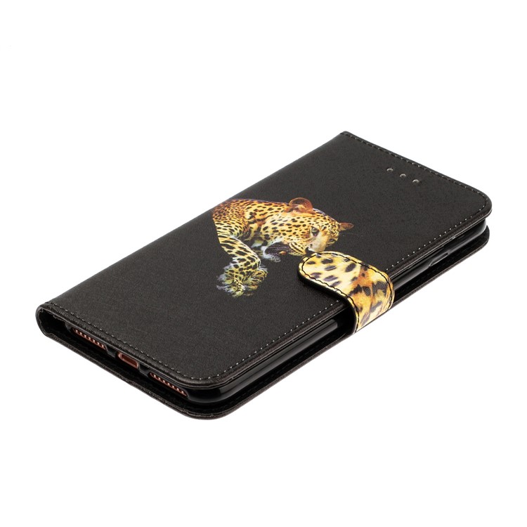 Silk Texture Pattern Printing Wallet Stand Leather Shell for iPhone 7/8 Plus 5.5 inch - Black-4