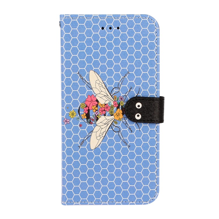 Patrón De Textura De Seda Impresión Soporte De La Carpeta Cáscara De Cuero Para El Iphone 7/8 Más 5,5 Pulgadas - Azul-2