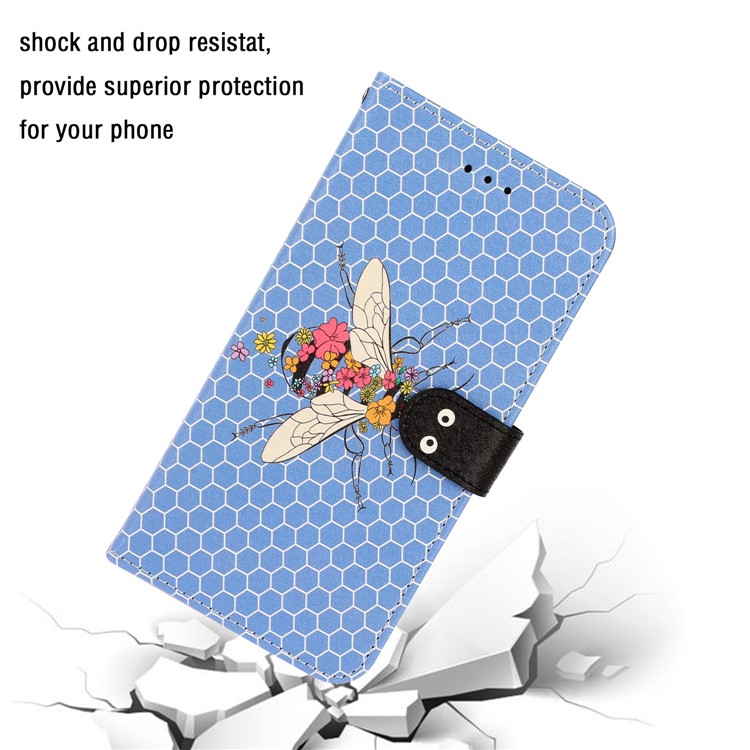 Patrón De Textura De Seda Impresión Soporte De La Carpeta Cáscara De Cuero Para El Iphone 7/8 Más 5,5 Pulgadas - Azul-7
