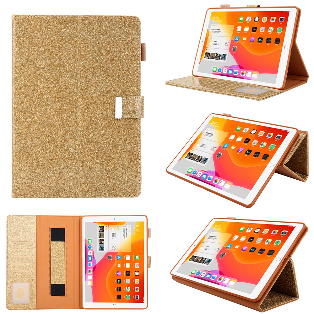 Multiple Viewing Foldable Stand Leather Wallet Tablet Case for iPad 10.2 (2021)/(2020)/(2019)/Pro 10.5-inch (2017)/Air 10.5 inch (2019) - Gold