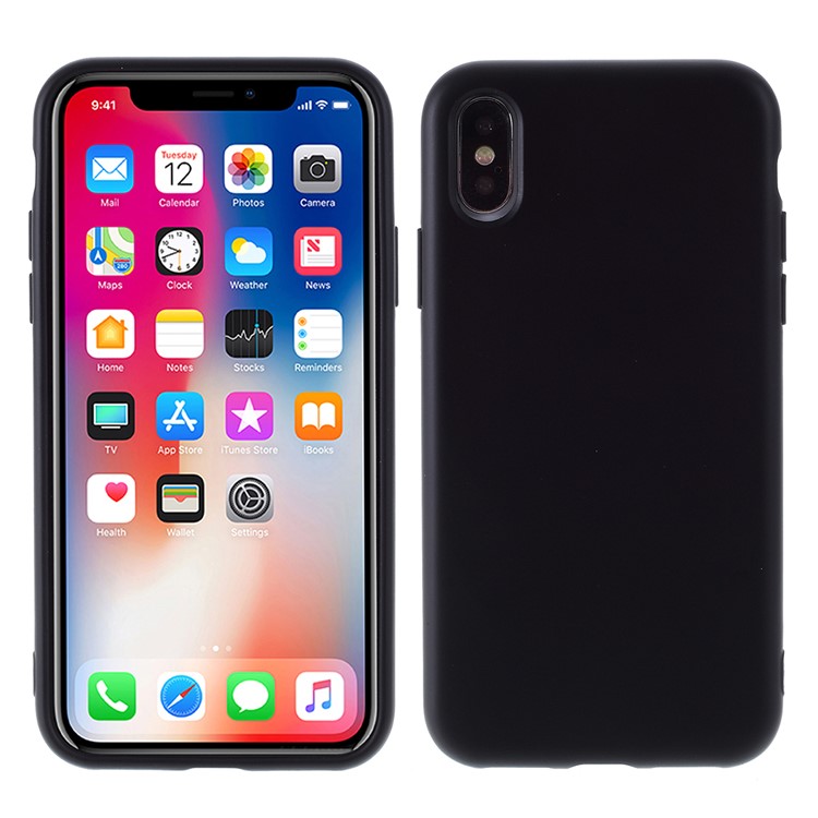 Detachable Side Buttons Cover Liquid Silicone Cell Phone Shell for iPhone XS/X - Black-1