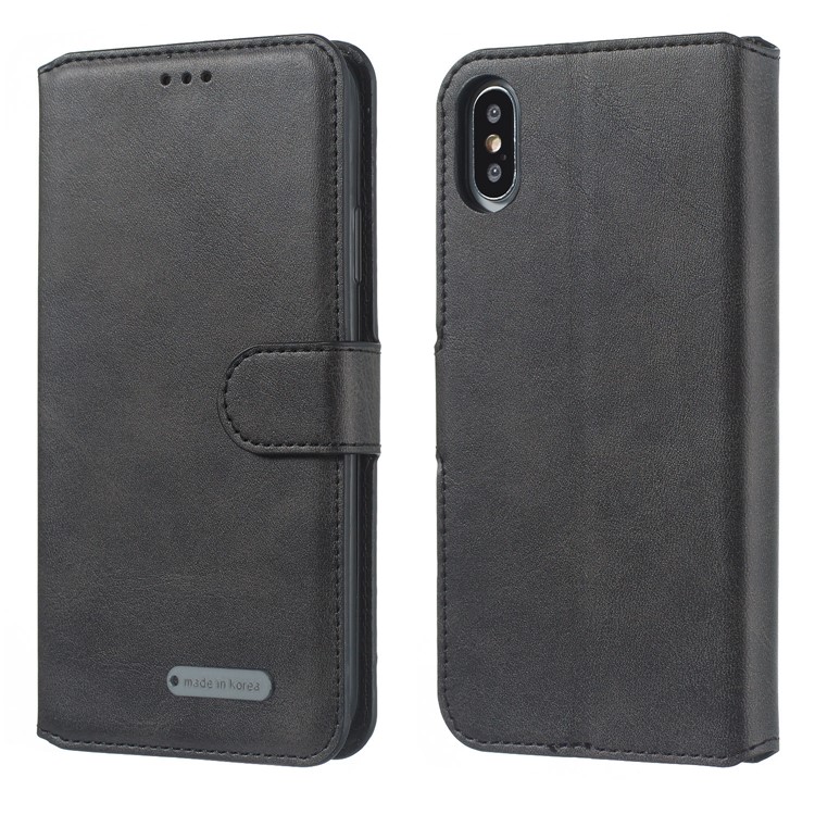 Wallet Leather Stand Case for iPhone XS/X 5.8 inch - Black-1