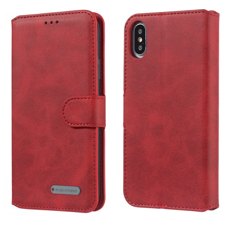 Wallet Leather Stand Case for iPhone XS/X 5.8 inch - Red-1