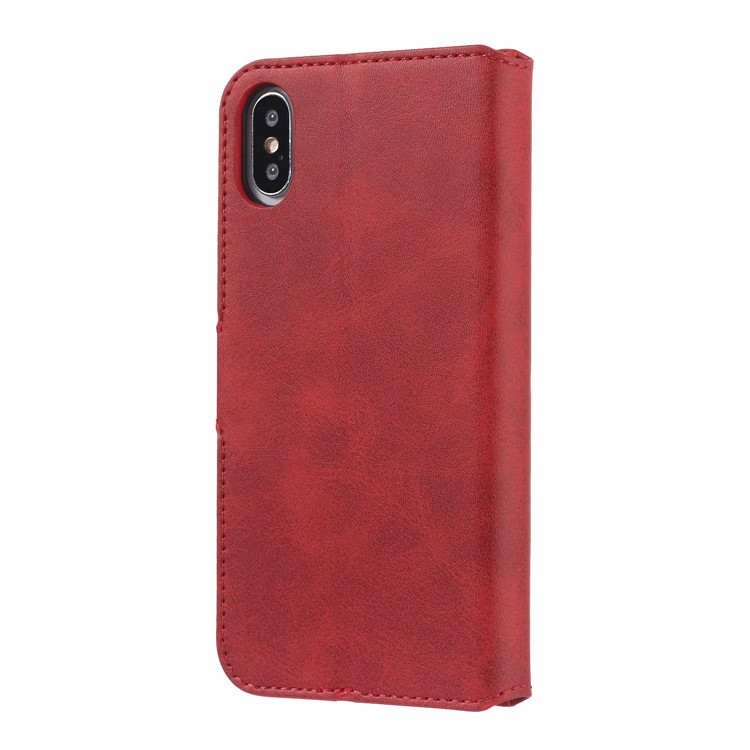 Wallet Leather Stand Case for iPhone XS/X 5.8 inch - Red-3