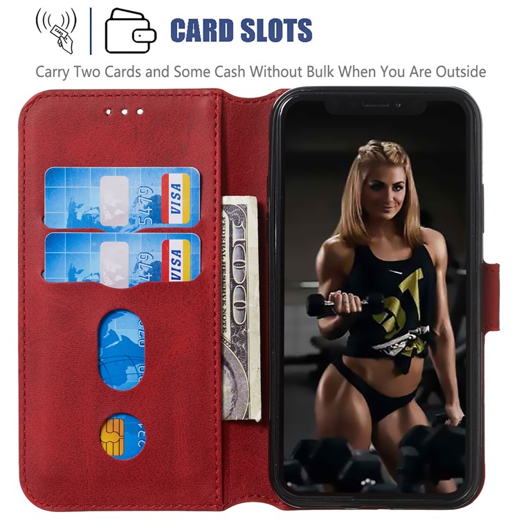 Wallet Leather Stand Case for iPhone XS/X 5.8 inch - Red-4