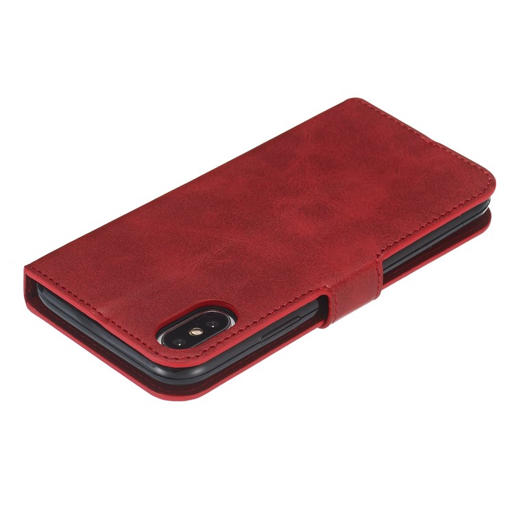 Wallet Leather Stand Case for iPhone XS/X 5.8 inch - Red-5