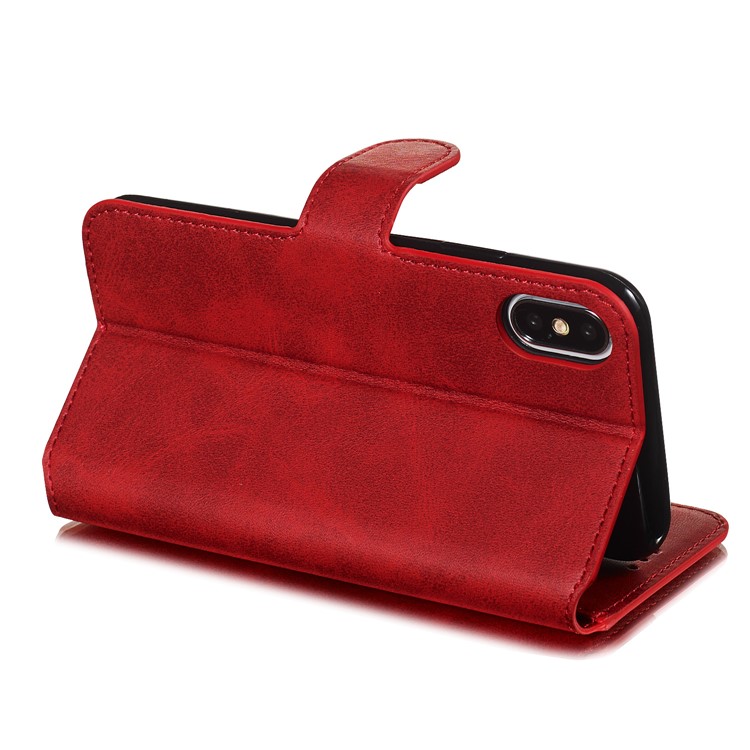 Wallet Leather Stand Case for iPhone XS/X 5.8 inch - Red-6
