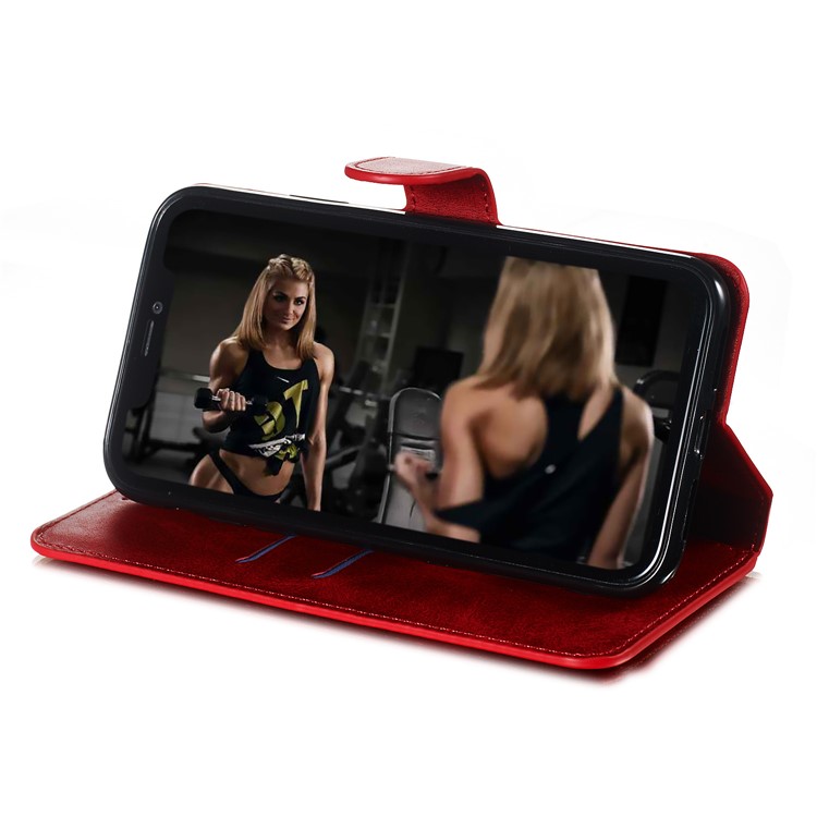 Wallet Leather Stand Case for iPhone XS/X 5.8 inch - Red-7
