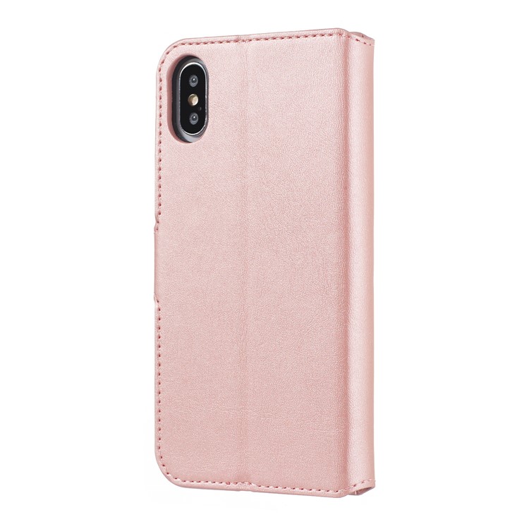 Wallet Leather Stand Case for iPhone XS/X 5.8 inch - Rose Gold-3