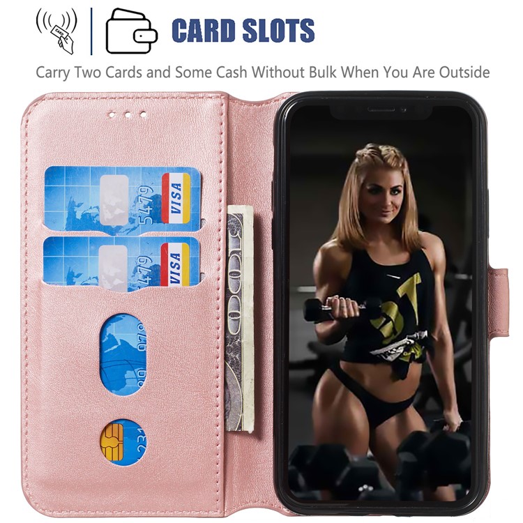 Wallet Leather Stand Case for iPhone XS/X 5.8 inch - Rose Gold-4