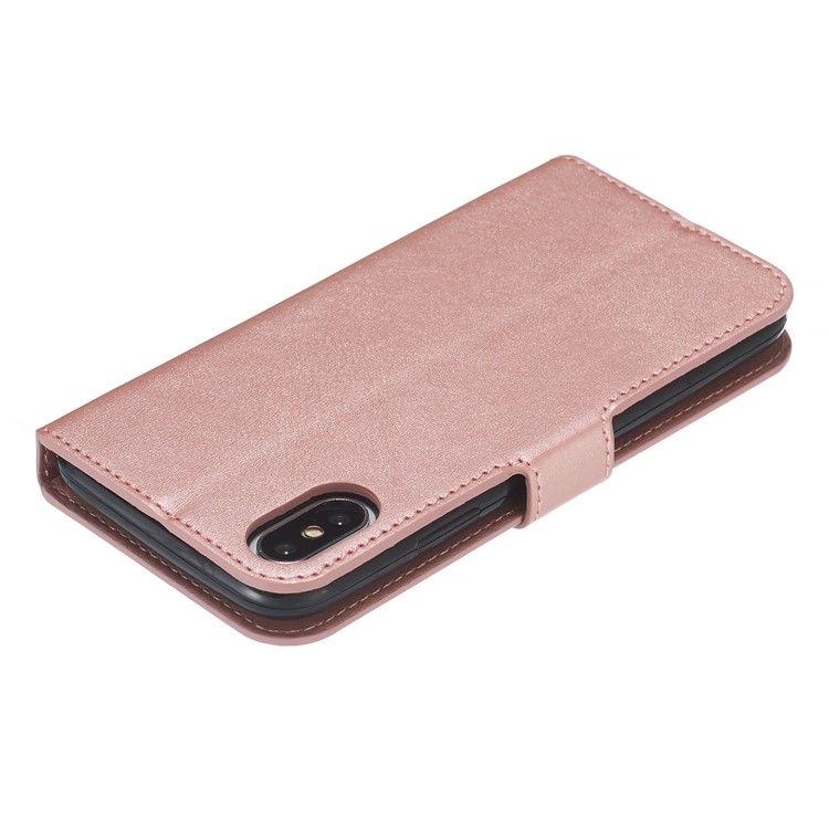 Wallet Leather Stand Case for iPhone XS/X 5.8 inch - Rose Gold-5