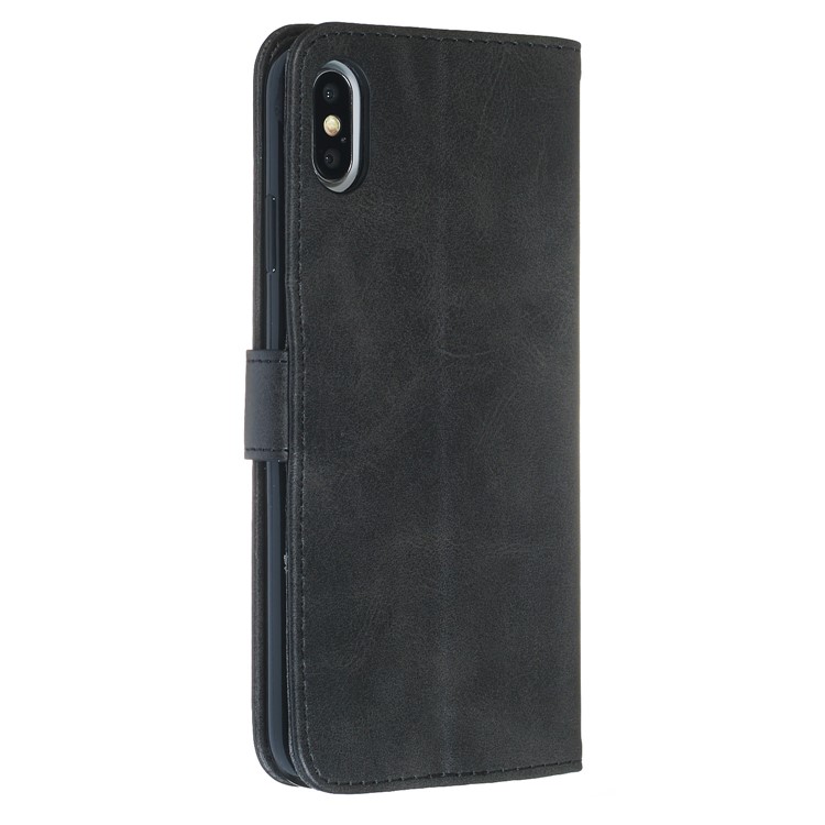 Zipper Pocket Wallet Stand PU Leather Case for iPhone XS Max 6.5 inch - Black-6