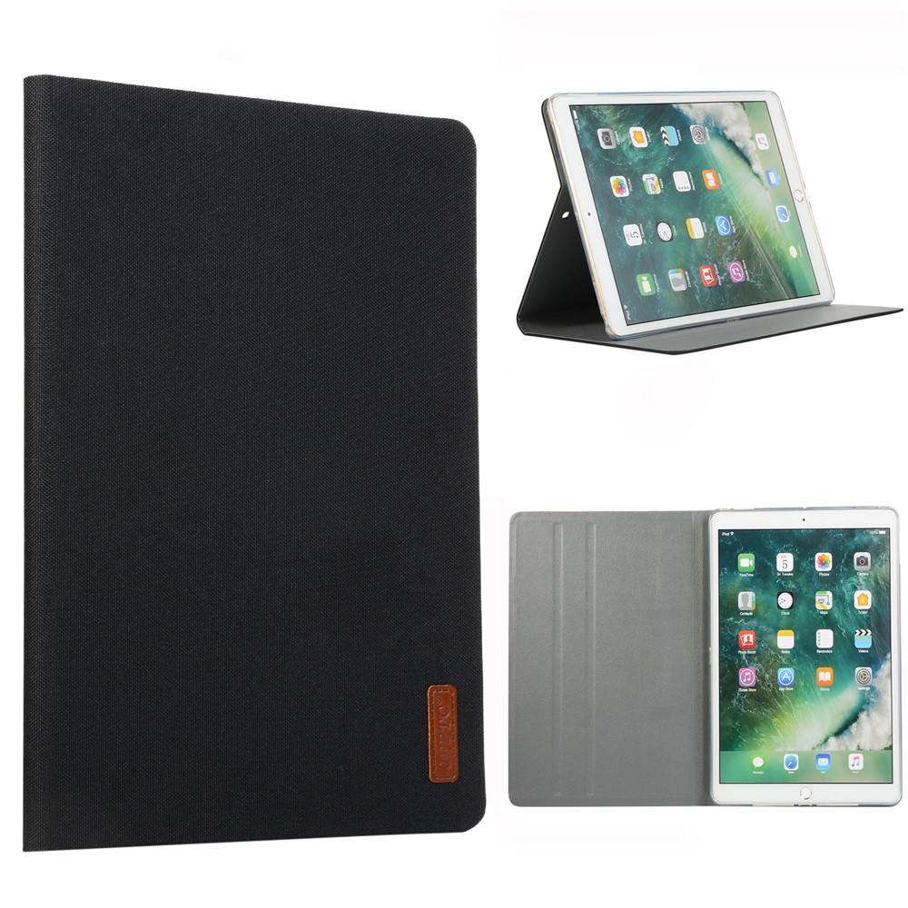 JFPTC Cloth Texture Smart Stand Leather Tablet Case Shell for iPad 10.2 (2021)/(2020)/(2019) - Black