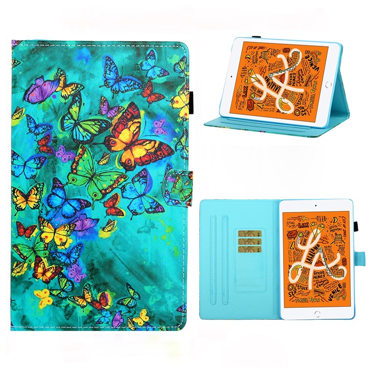 Stampa Modello Slot Per Schede Cassa Compressa Cuoio Di Vibrazione Per Ipad Mini / Mini 2/3 / Mini Mini 4 / Mini (2019) 7.9 Pollici - Farfalle Colorate-1