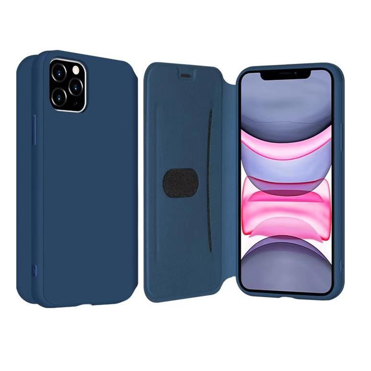 

Кожа Как Жидкий Латекс Флип Телефон Случае Для Iphone 11 Pro Макс 6,5 Дюйма - Темно-синий, iPhone 11 Pro Max 6.5 inch