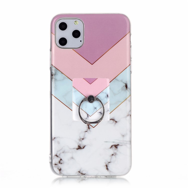 Marble Pattern IMD TPU Case + Finger Ring Kickstand for iPhone 11 Pro Max 6.5 inch - Style A-4