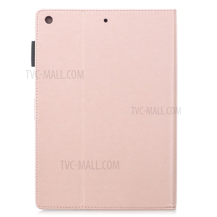 Imprint Flower Rhinestone Wallet Leather Stand Tablet Case for iPad 10.2 (2019) - Rose Gold-3