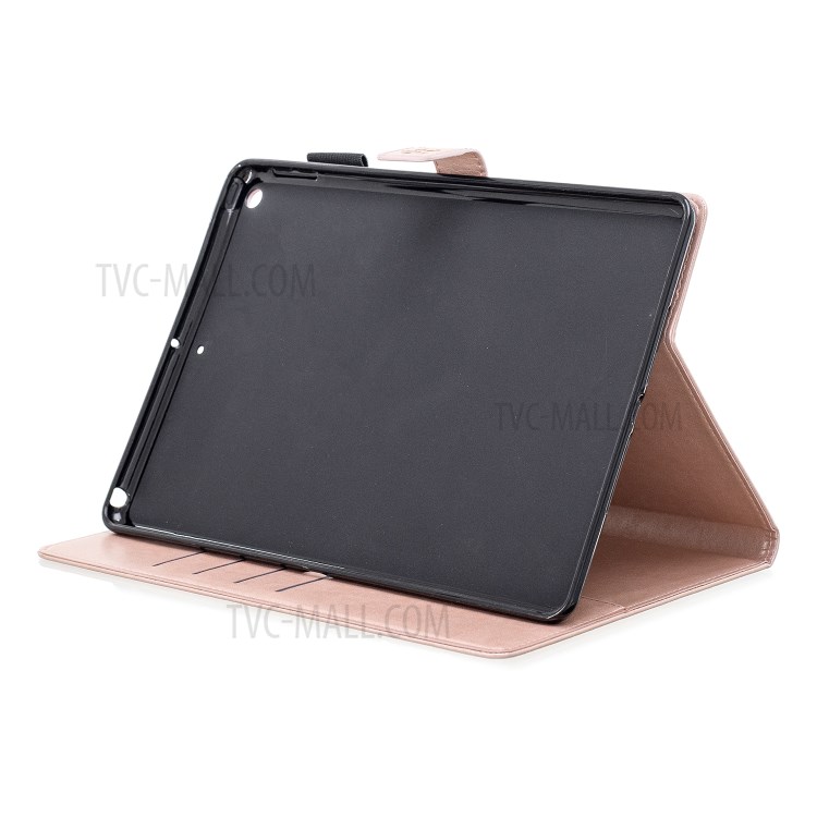 Imprint Flower Rhinestone Wallet Leather Stand Tablet Case for iPad 10.2 (2019) - Rose Gold-6