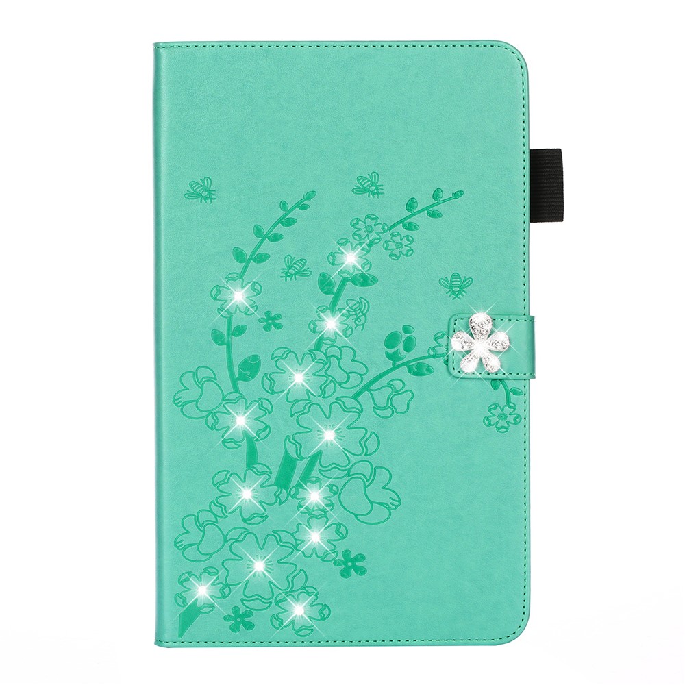Imprint Flower Rhinestone Wallet Leather Stand Tablet Case for iPad 10.2 (2021)/(2020)/(2019) - Blue