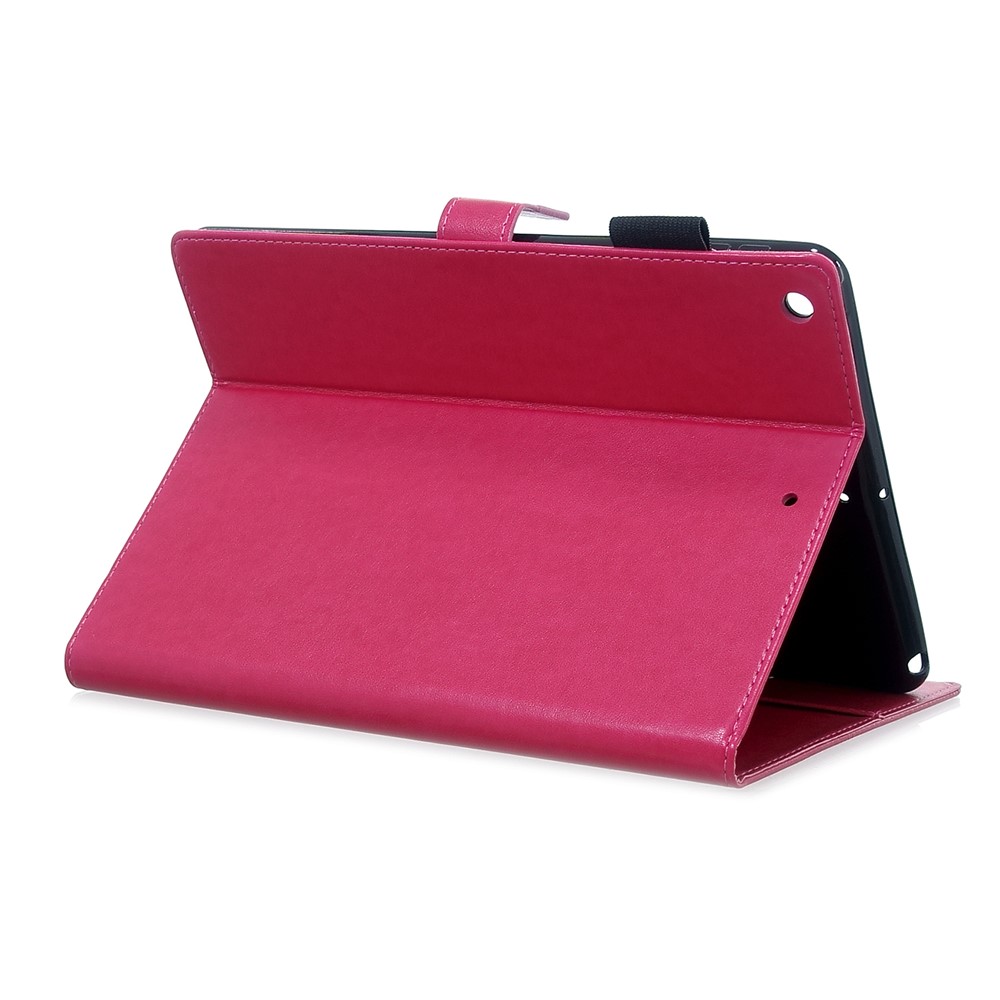 Imprint Flower Butterfly Rhinestone Wallet Leather Stand Case for iPad 10.2 (2020) (2019) - Red-4