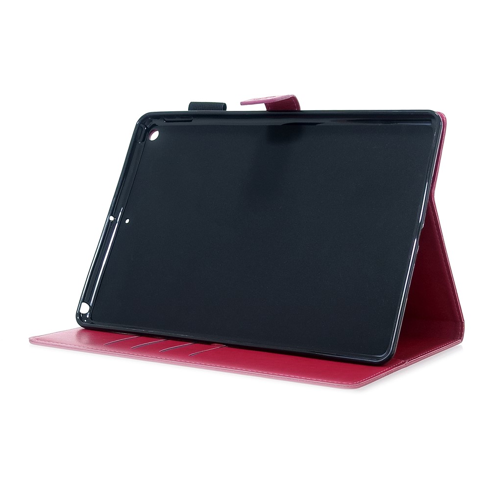 Imprint Flower Butterfly Rhinestone Wallet Leather Stand Case for iPad 10.2 (2020) (2019) - Red-5