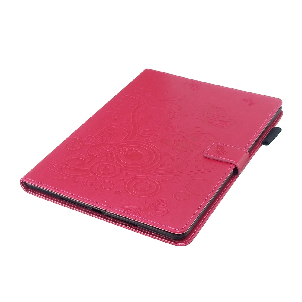 Imprint Flower Butterfly Rhinestone Wallet Leather Stand Case for iPad 10.2 (2020) (2019) - Red-7