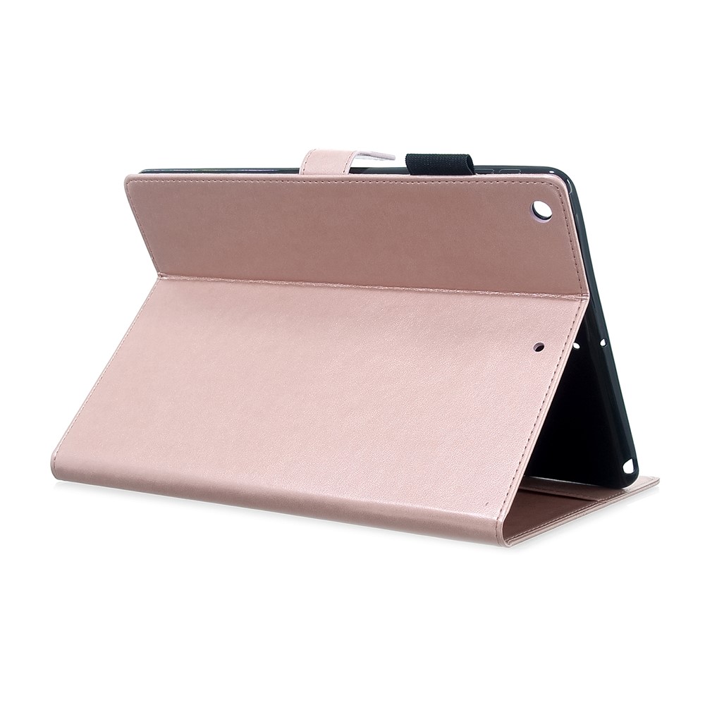 Imprint Flower Butterfly Rhinestone Wallet Leather Stand Case for iPad 10.2 (2019) - Rose Gold-3