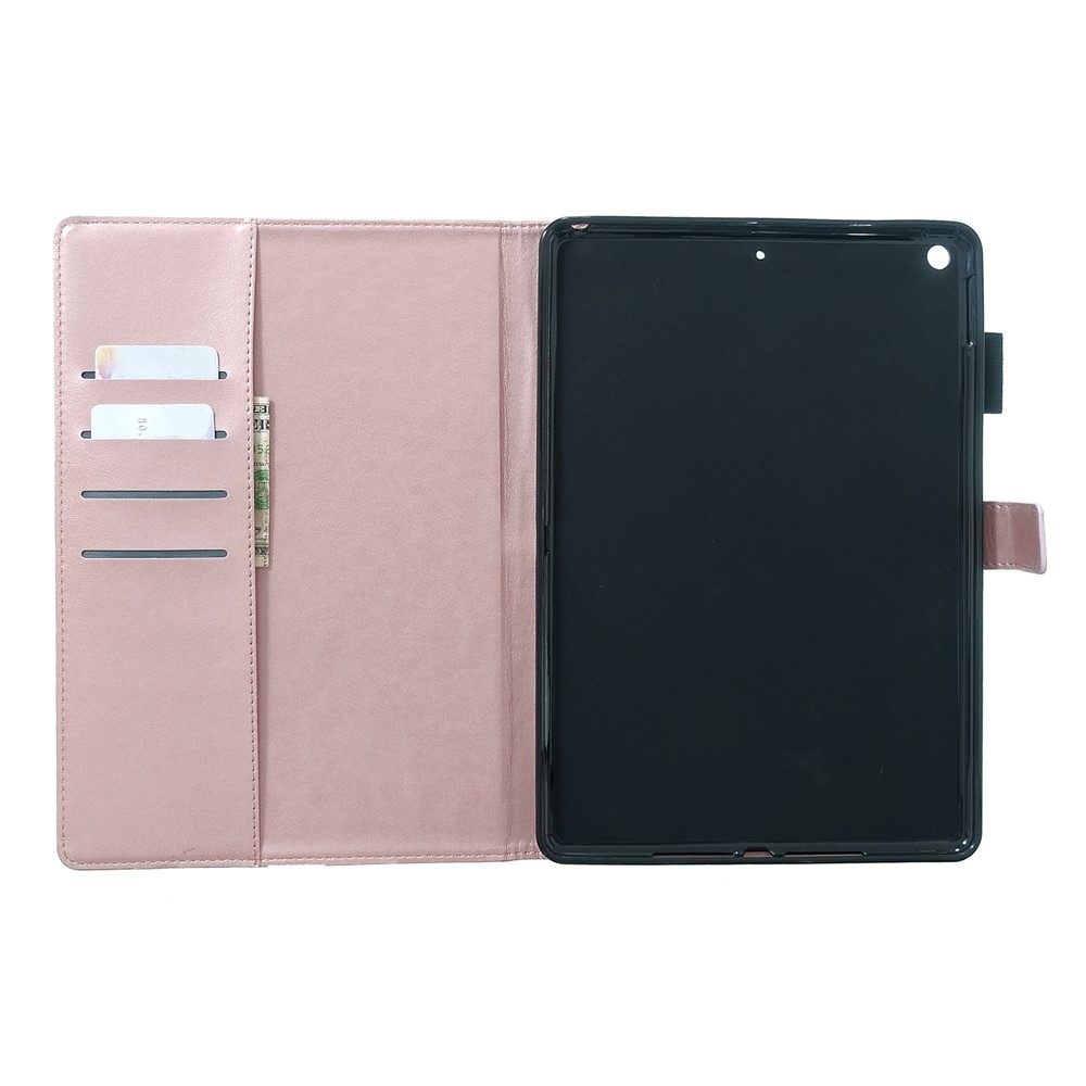 Imprint Flower Butterfly Rhinestone Wallet Leather Stand Case for iPad 10.2 (2019) - Rose Gold-5