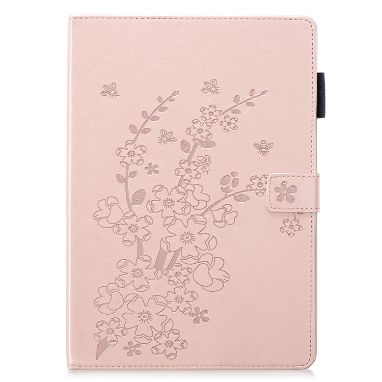 Imprint Plum Blossom Wallet Leather Stand Shell Tablet Cover for iPad 10.2 (2019) - Rose Gold-2