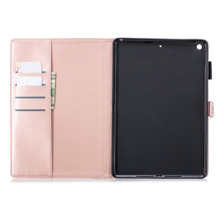 Imprint Plum Blossom Wallet Leather Stand Shell Tablet Cover for iPad 10.2 (2019) - Rose Gold-4