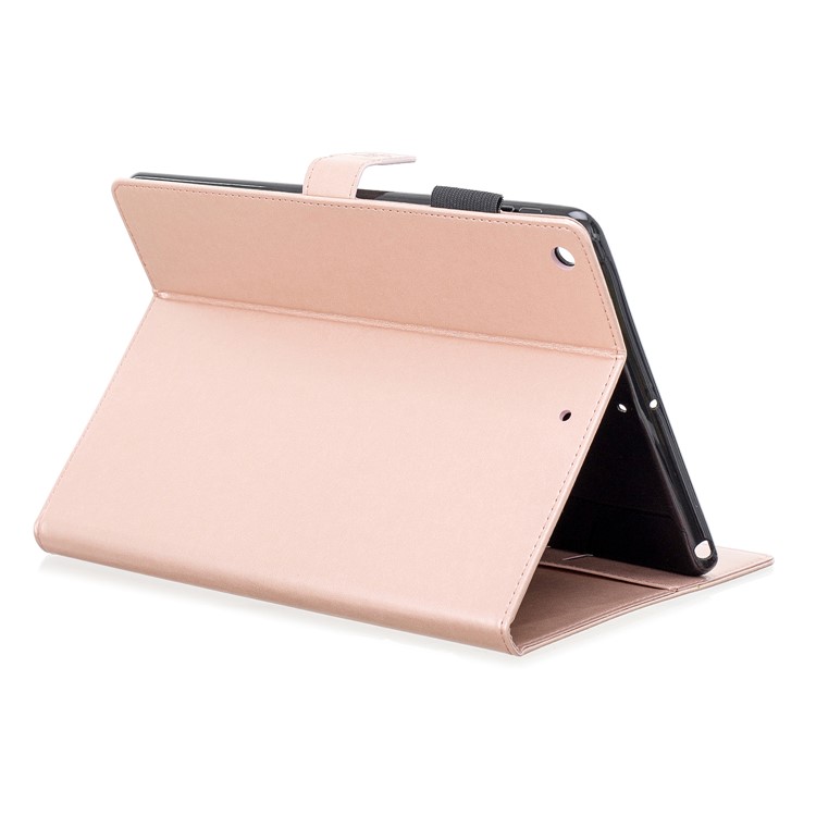 Imprint Plum Blossom Wallet Leather Stand Shell Tablet Cover for iPad 10.2 (2019) - Rose Gold-5