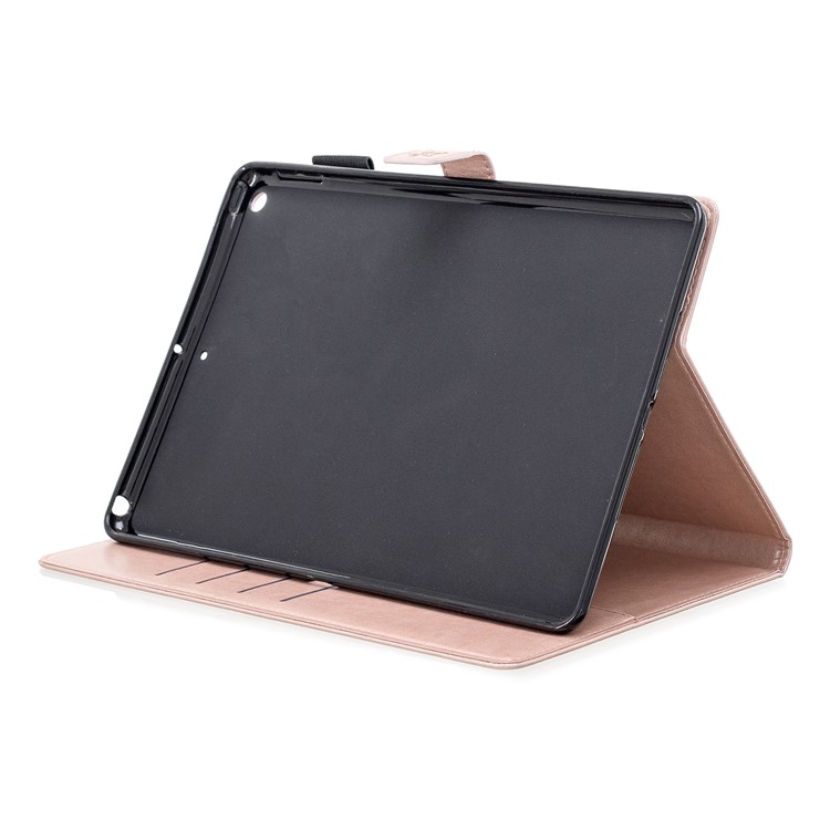 Imprint Plum Blossom Wallet Leather Stand Shell Tablet Cover for iPad 10.2 (2019) - Rose Gold-6