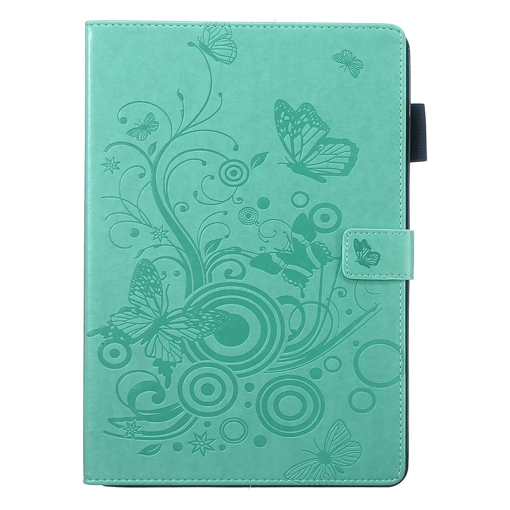Imprint Butterfly Wallet Leather Stand Shell Tablet Cover for iPad 10.2 (2021)/(2020)/(2019) - Cyan