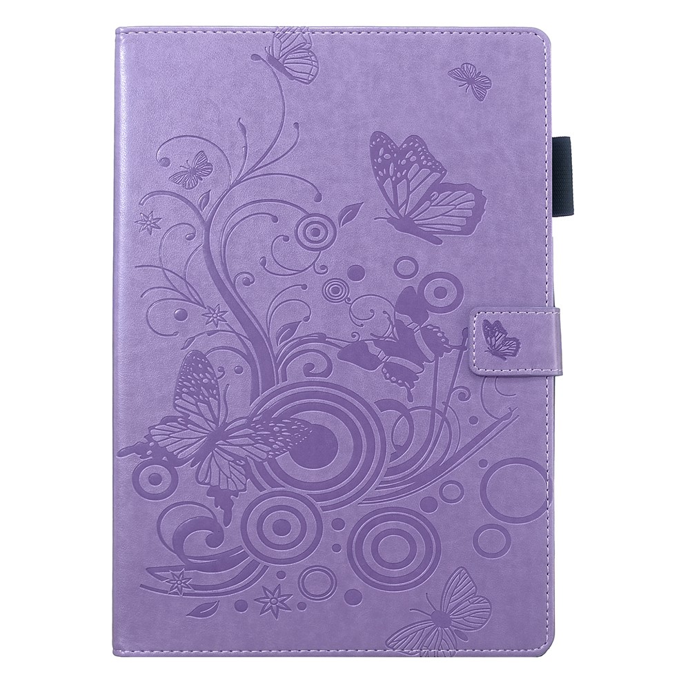 Imprint Butterfly Wallet Leather Stand Shell Tablet Cover for iPad 10.2 (2021)/(2020)/(2019) - Purple