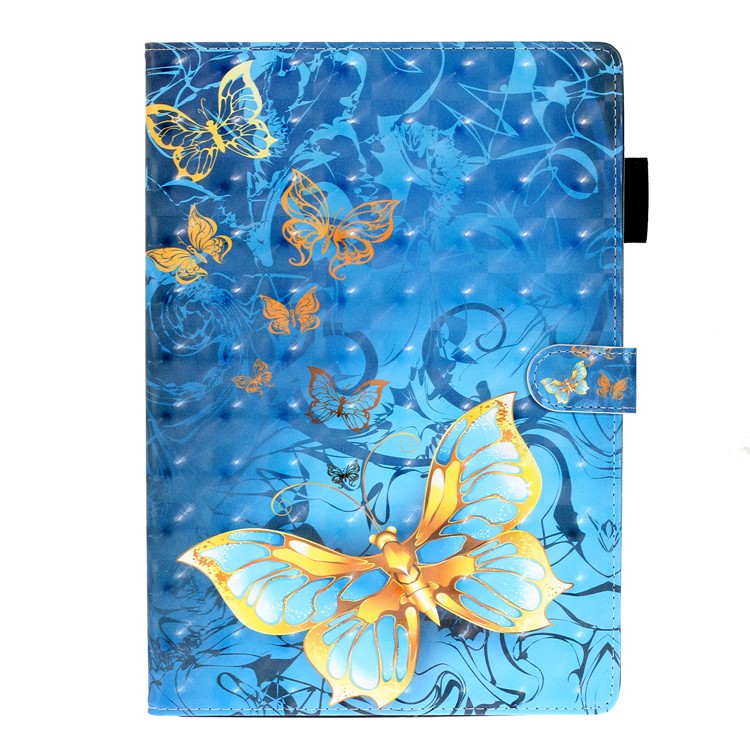 Pattern Printing Light Spot Decor Leather Wallet Stand Tablet Shell for iPad 10.2 (2019) - Gold Butterflies-2