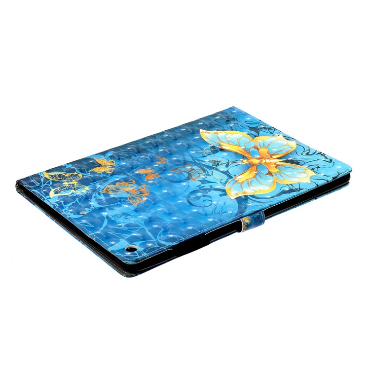 Pattern Printing Light Spot Decor Leather Wallet Stand Tablet Shell for iPad 10.2 (2019) - Gold Butterflies-5