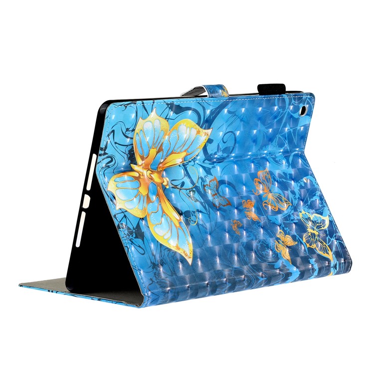 Pattern Printing Light Spot Decor Leather Wallet Stand Tablet Shell for iPad 10.2 (2019) - Gold Butterflies-6