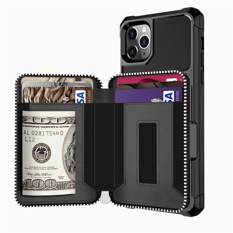 Zipper Wallet Leather Phone Case for Apple iPhone 11 Pro Max 6.5 inch - Black-5