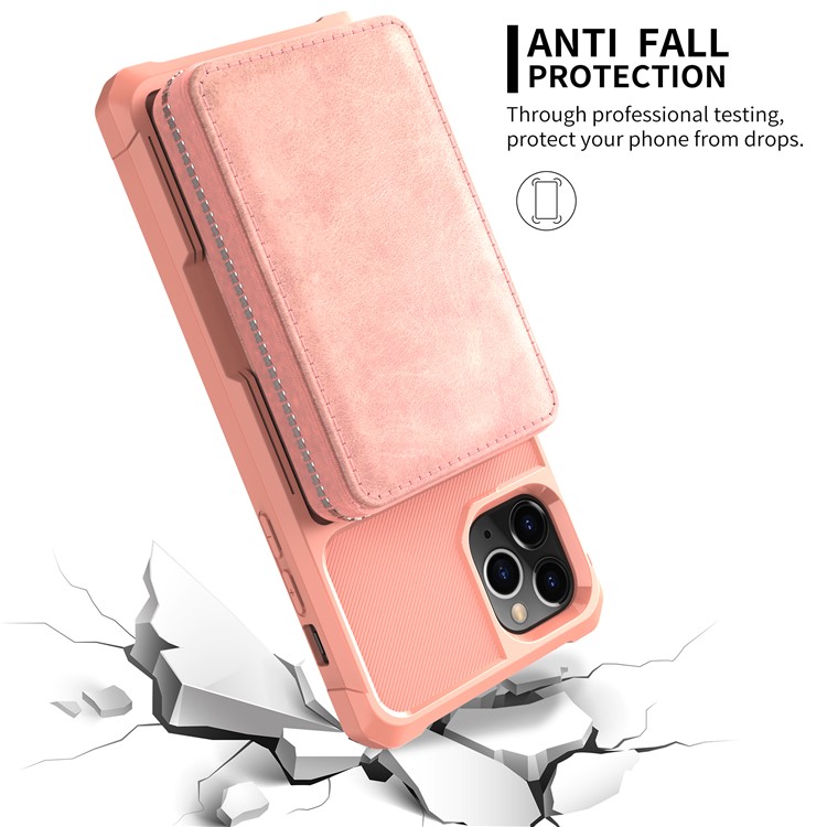 Reißverschluss Geldbörse Leder Telefonkasten Für IPhone 11 Pro 6,5 Inch Max - Rosa-4