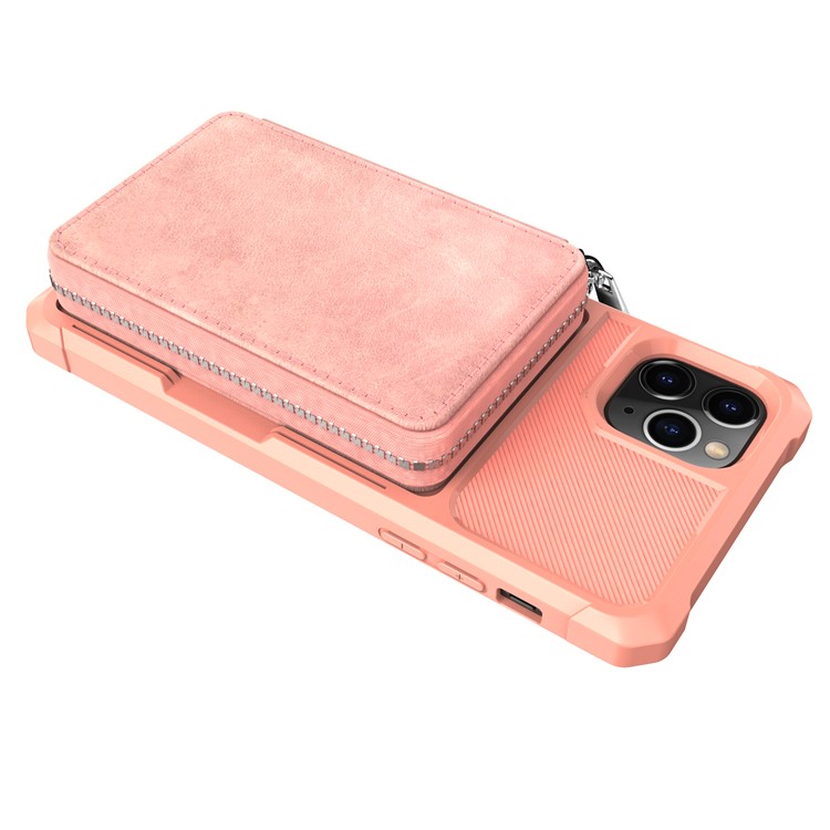 Reißverschluss Geldbörse Leder Telefonkasten Für IPhone 11 Pro 6,5 Inch Max - Rosa-8