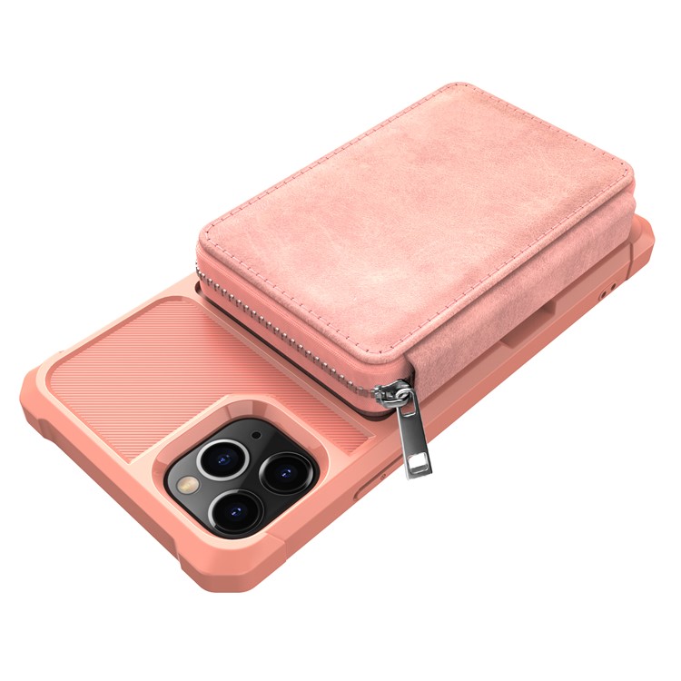 Reißverschluss Geldbörse Leder Telefonkasten Für IPhone 11 Pro 6,5 Inch Max - Rosa-9