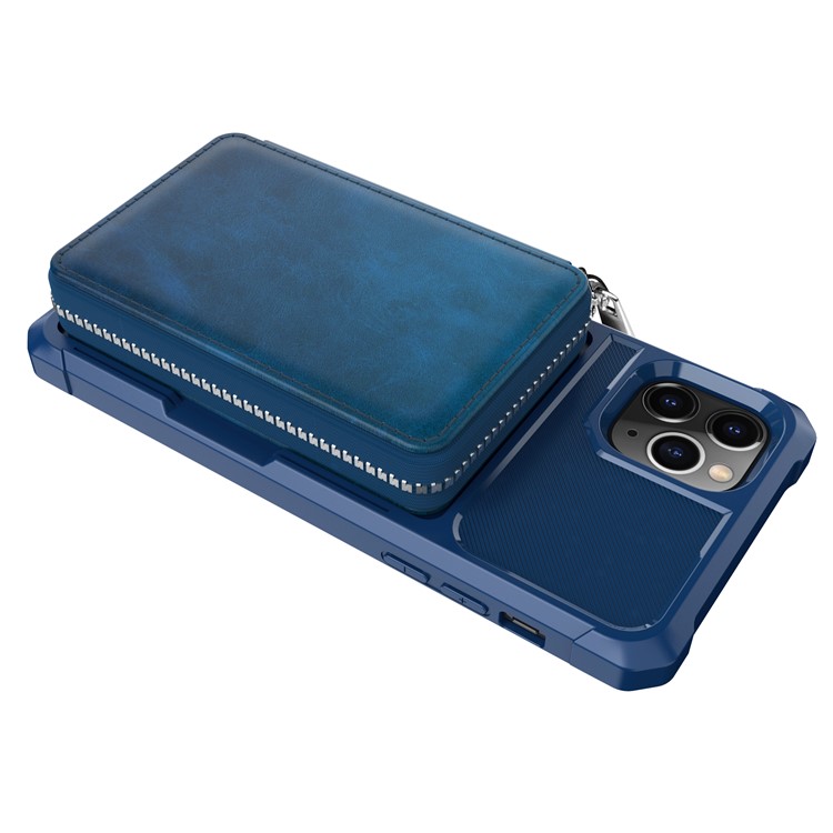 Reißverschluss Geldbörse Leder Telefonkasten Für IPhone 11 Pro 6,5 Inch Max - Blau-8