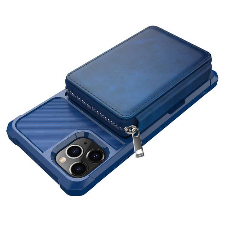 Reißverschluss Geldbörse Leder Telefonkasten Für IPhone 11 Pro 6,5 Inch Max - Blau-9