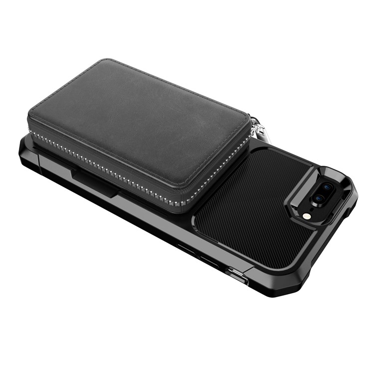 Cubierta De La Caja Del Teléfono Del Cuero Cartera Con Cremallera Para El Iphone 8 Más / 7 Más - Negro-8