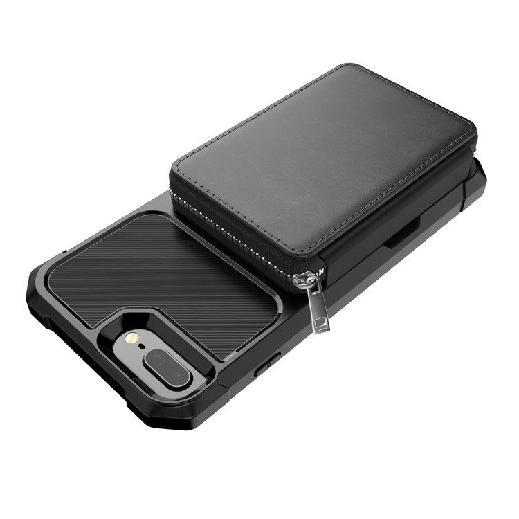 Cubierta De La Caja Del Teléfono Del Cuero Cartera Con Cremallera Para El Iphone 8 Más / 7 Más - Negro-9
