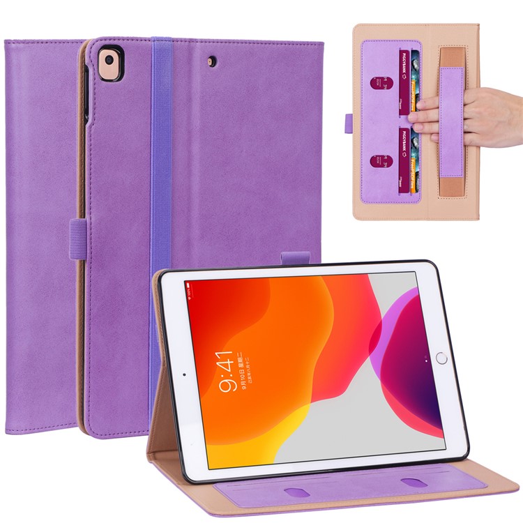 wy 2099 for ipad 10 2 2019 leather cover stand card slots tablet case with elastic band and hand strap purple discount and high quality at tvc mall tvc mall com