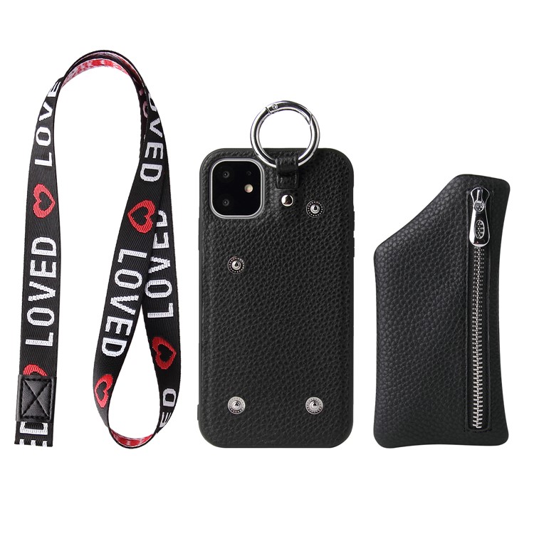 Litchi Texture TPU + PU Leather Phone Case with Coin Pocket for iPhone 11 6.1-inch - Black-1