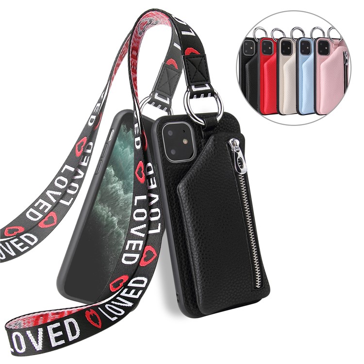 Litchi Texture TPU + PU Leather Phone Case with Coin Pocket for iPhone 11 6.1-inch - Black-4