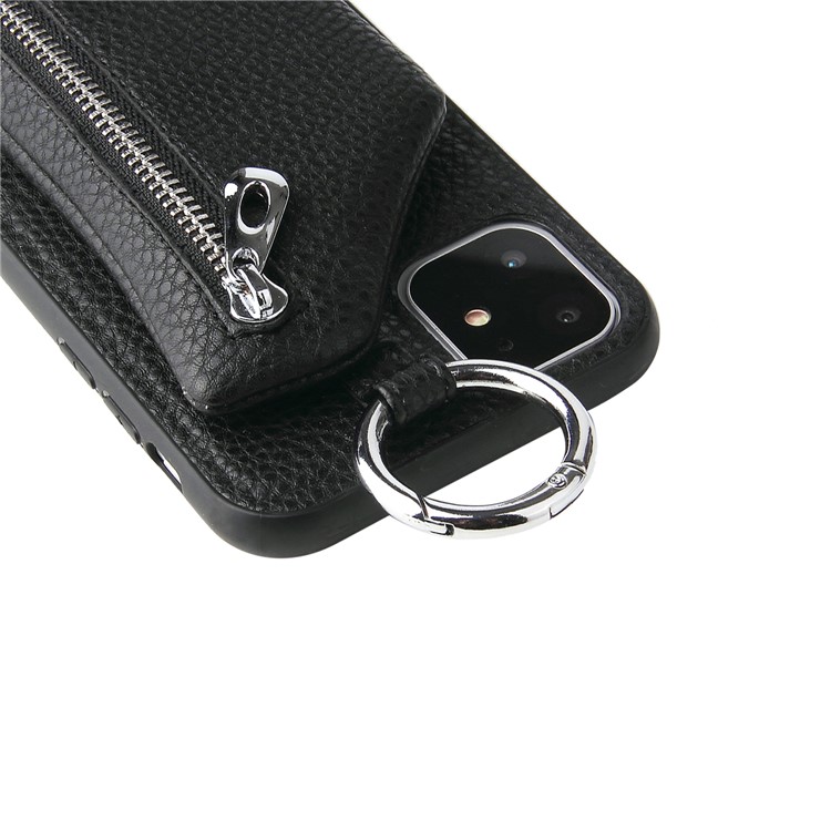 Litchi Texture TPU + PU Leather Phone Case with Coin Pocket for iPhone 11 6.1-inch - Black-5